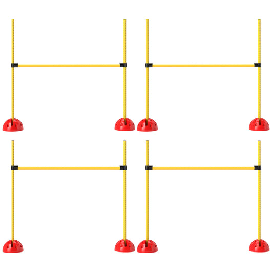 4 Piece Dog Agility Course Set With 4 Height Adjustable Dog Agility Jumps, Carry Bag, Yellow