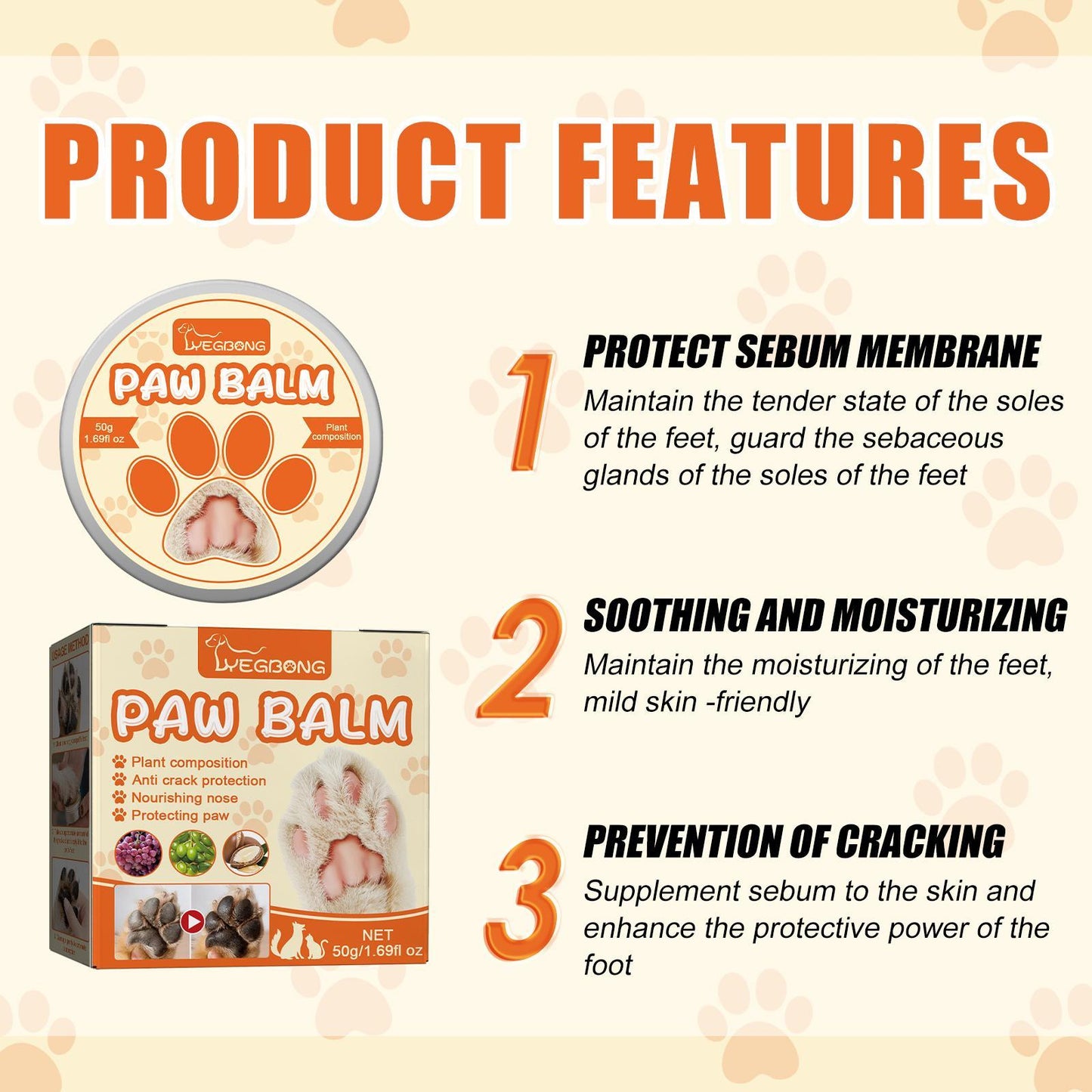 Igbang Pet Moisturizing Paw Cream For Cats And Dogs Universal Moisturizing Paw Pads Dry Crack Care Cream