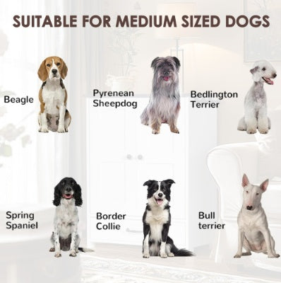 Dog Feeding Station, Dog Food Storage Cabinet With Hidden Dog Bowls, Adjustable Panel, Hooks, For Medium Sized Dogs, White