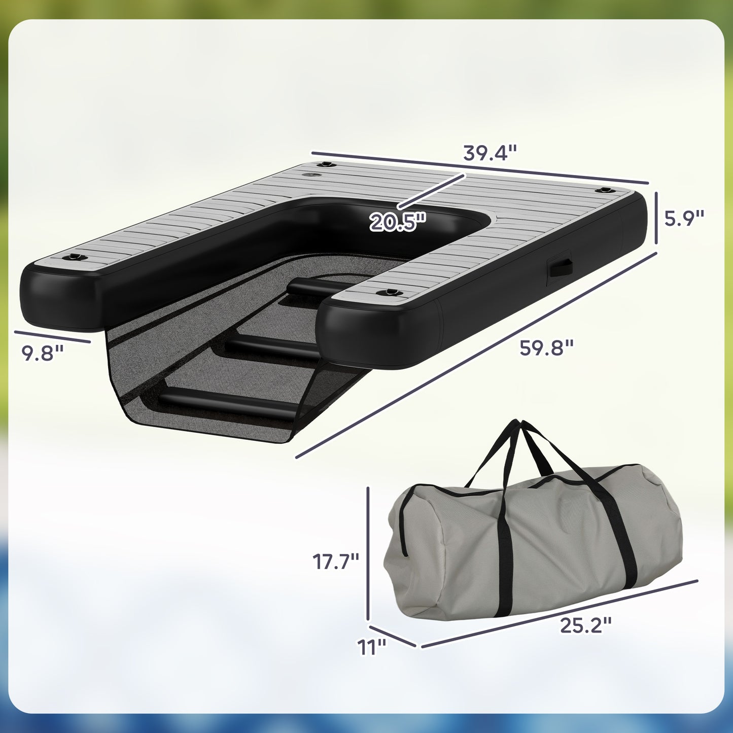 Inflatable Dog Boat Ramp Up To 286 Lbs, For Boat, Dock, Lake, Non-Slip, Safe & Easy
