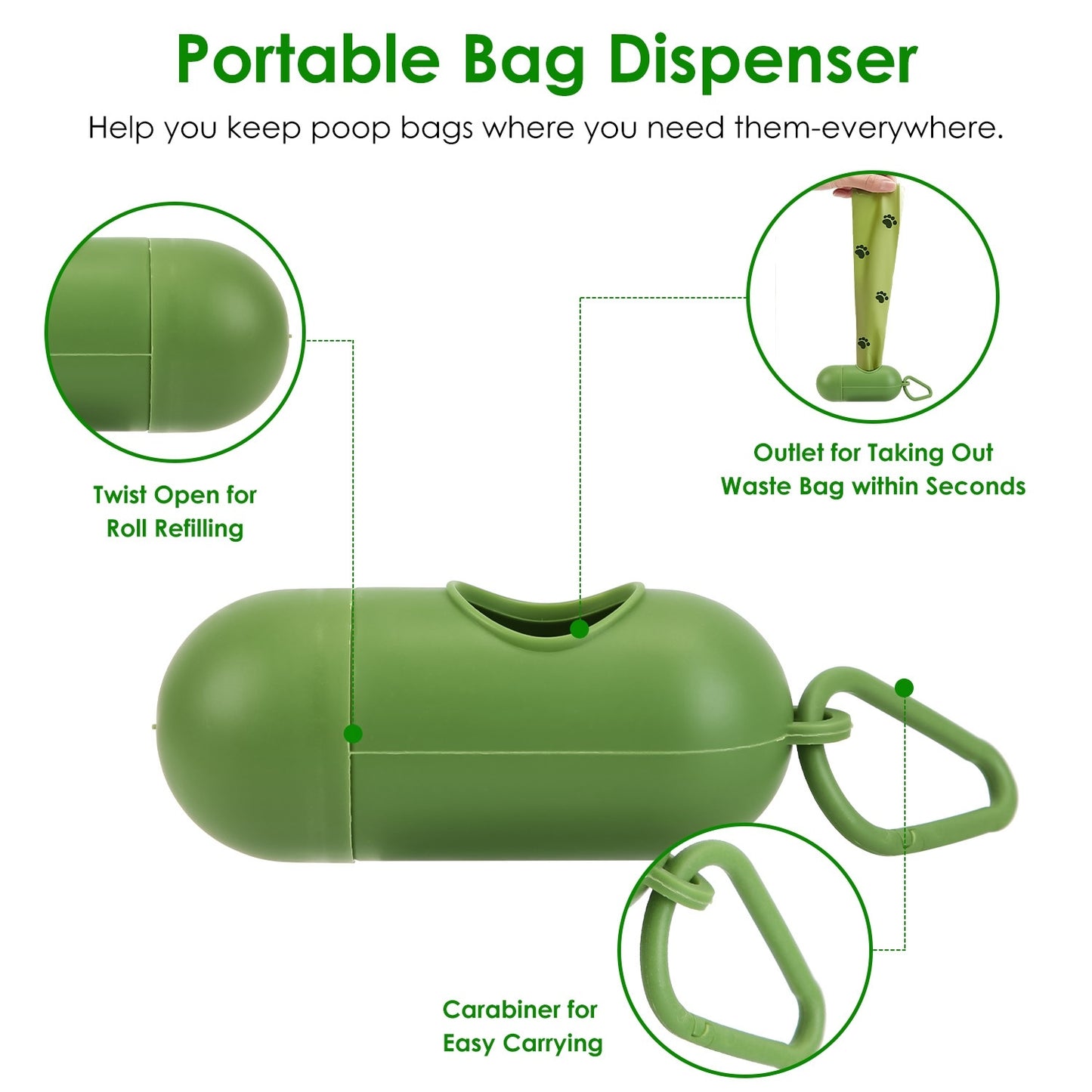 1Set Pooper Scooper Kit Dog Poop Rake & Swiveling Bin Poop Heavy Duty Pick Up Tool With Extra Long Handle 35 Waste Bags Dispenser